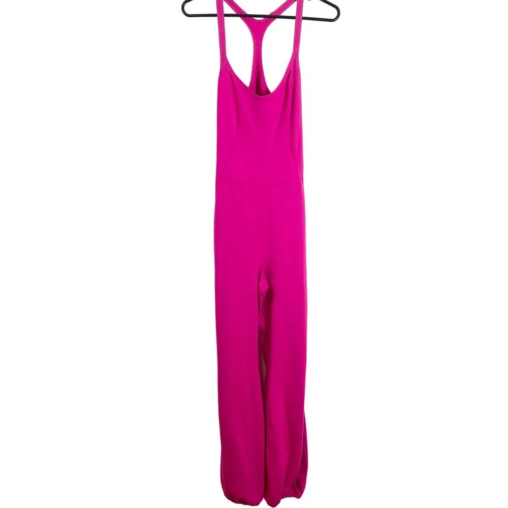 Free People Movement Let's Bounce Cutout Balloon Leg One Piece Jumpsuit Large Pink - Image 4