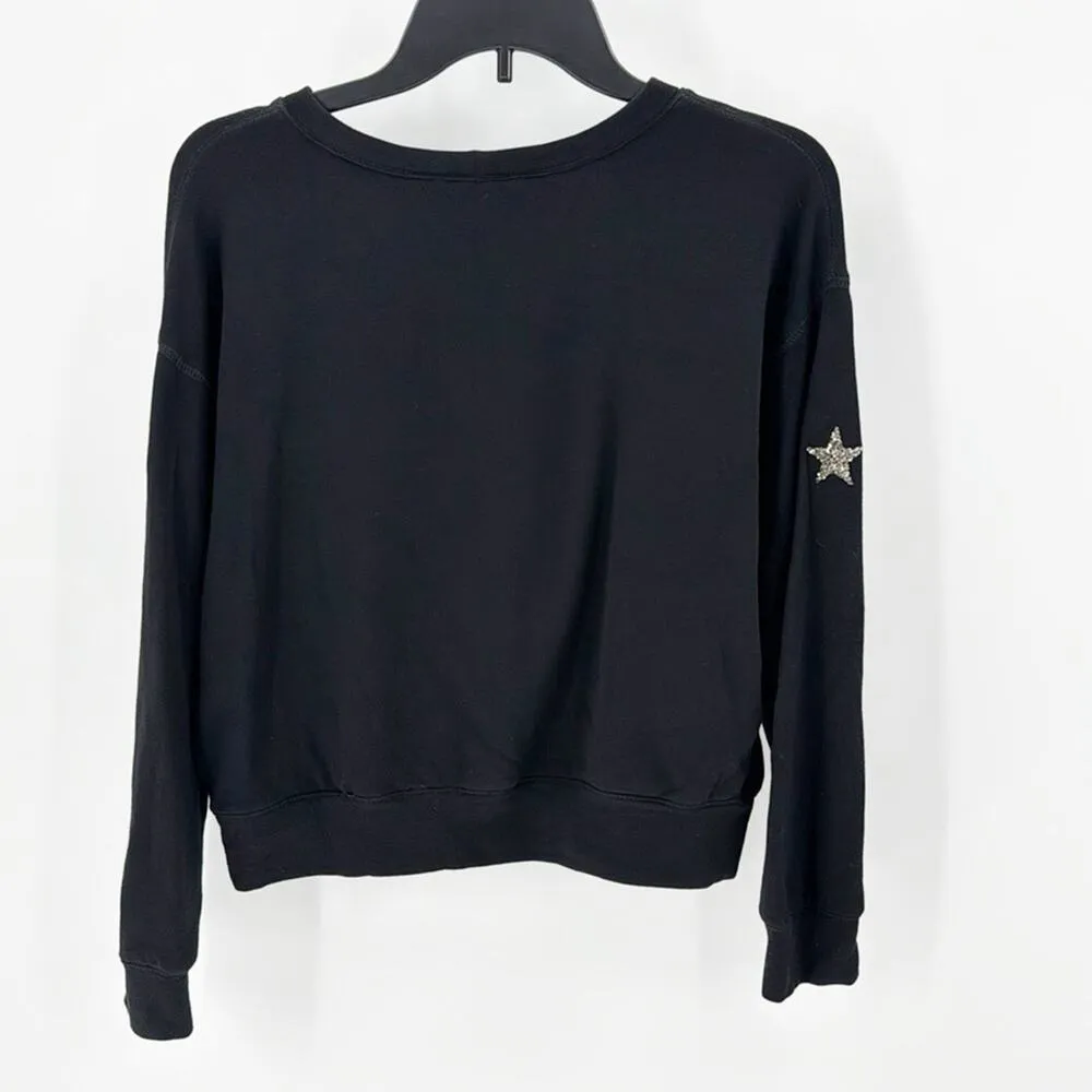Karen Kane Embellished Star Sweatshirt black sparkly stars holiday party size XS - Image 3