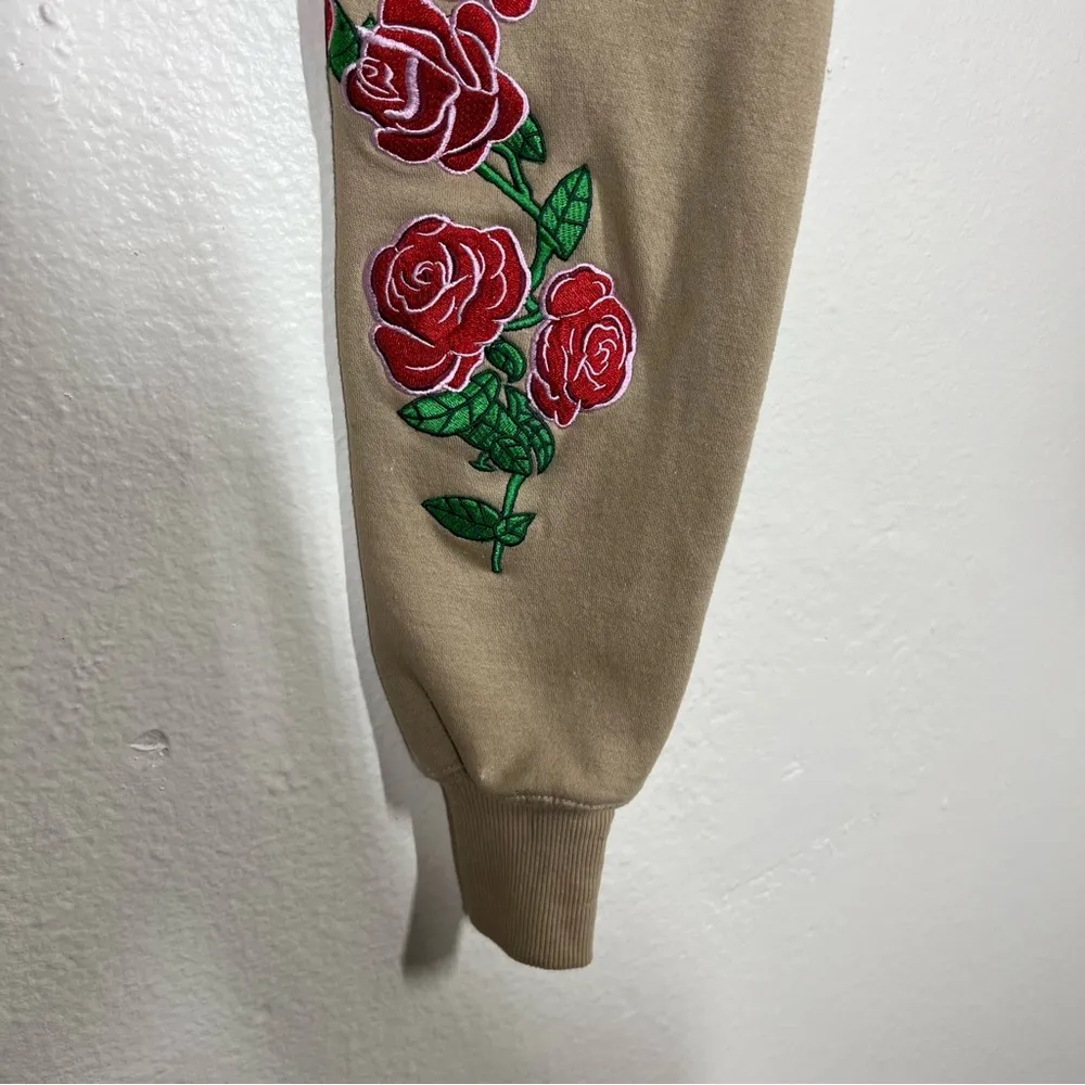 OWNYC Tan Embroidered Roses Hooded Cropped Zip - Image 10