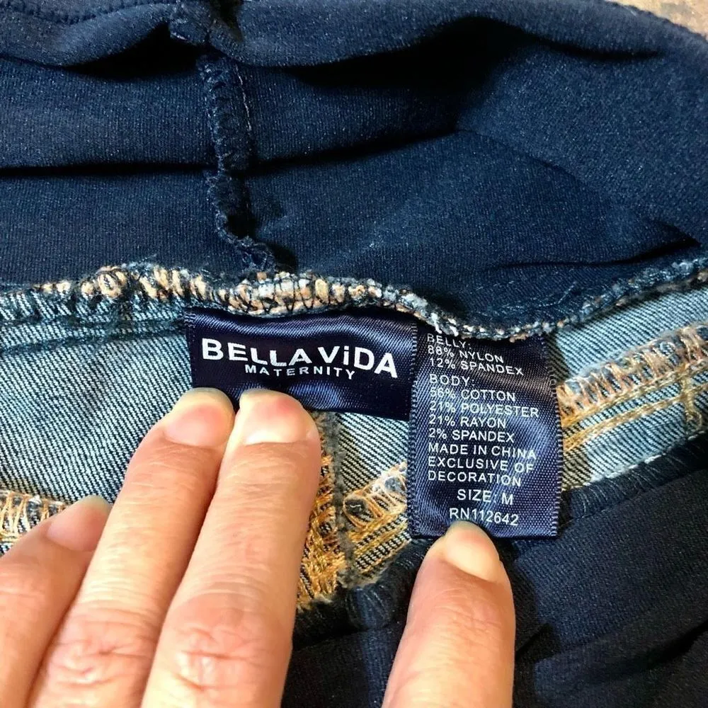 Bella Vida Women’s Maternity Shorts Full Panel Denim Jean Size Medium Blue - Image 8