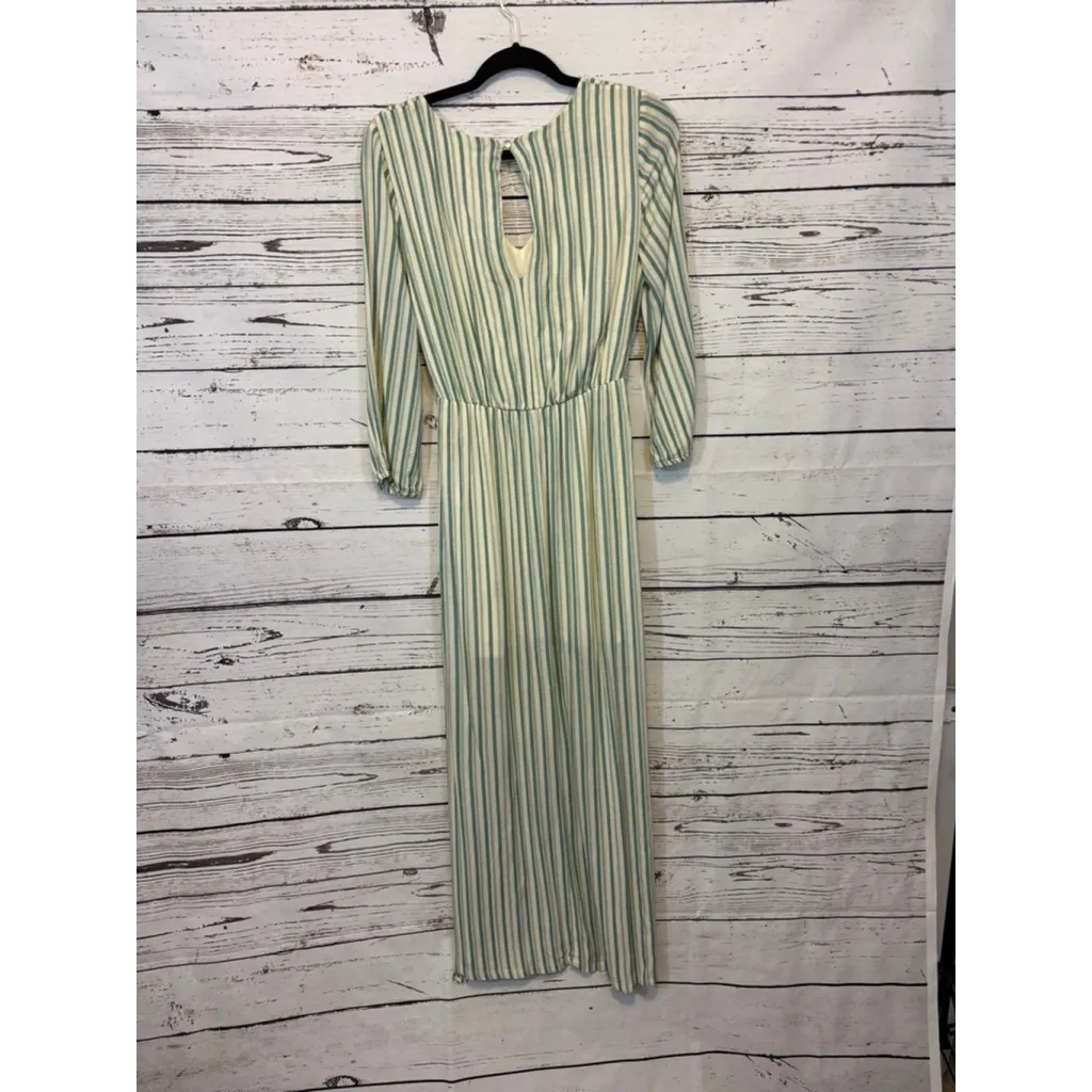 Women's Chicwish Striped Maxi Dress Cream/Green Size S - Image 5