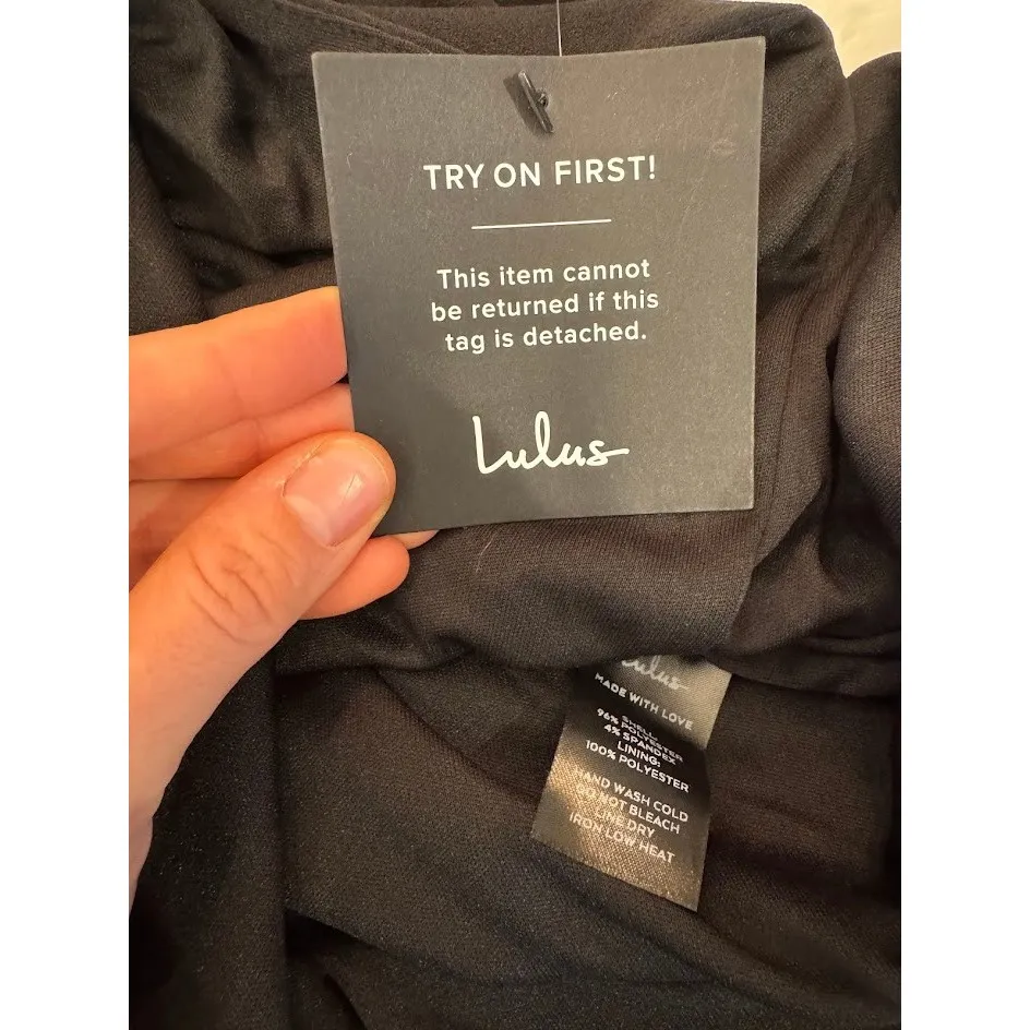 Lulus Black Strapless V Neck Slit Maxi Dress Formal Evening Occasion Size M - Image 13