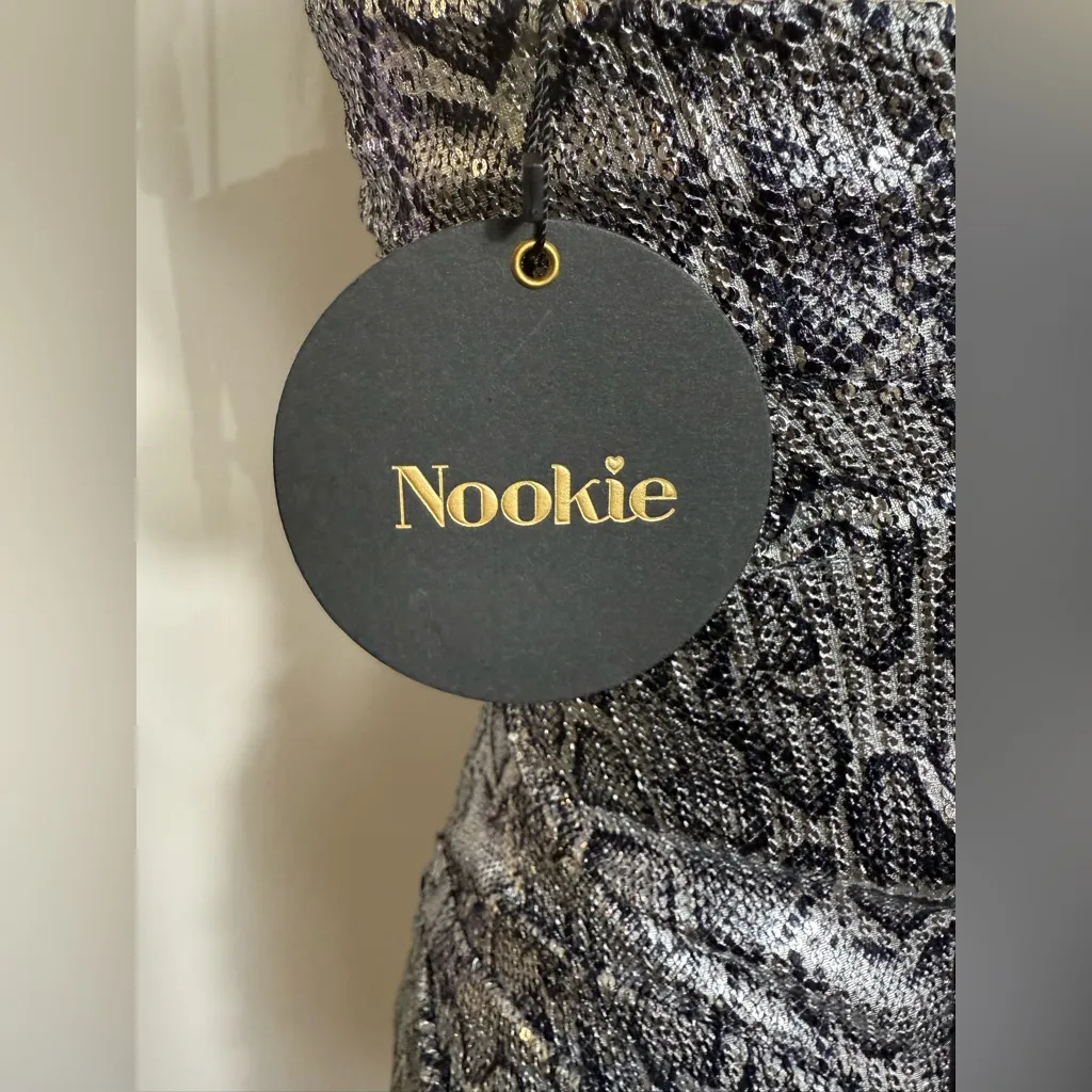 NWT Nookie Blind Date Mini‎ Dress Silver Python Size Small - Image 5