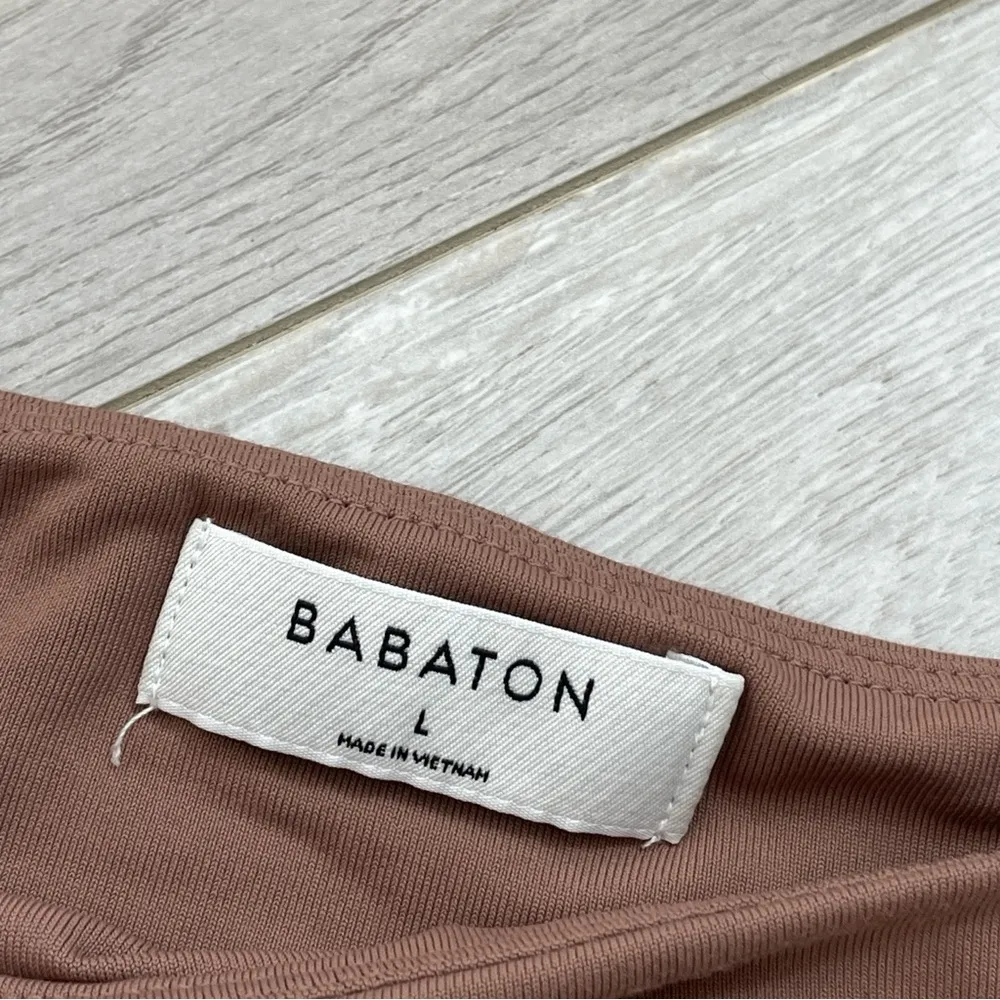 Babaton Contour Bodysuit Brown (large) square neck seamless double lined party - Image 2