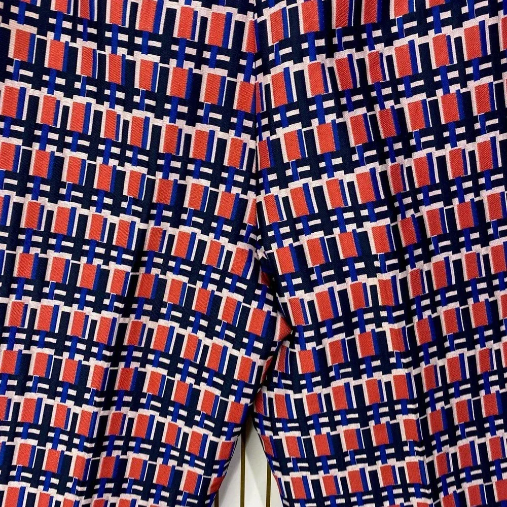Piazza Sempione‎ Audrey Print Crop Tapered Pants Pink & Navy Blue Size US 10 - Image 6