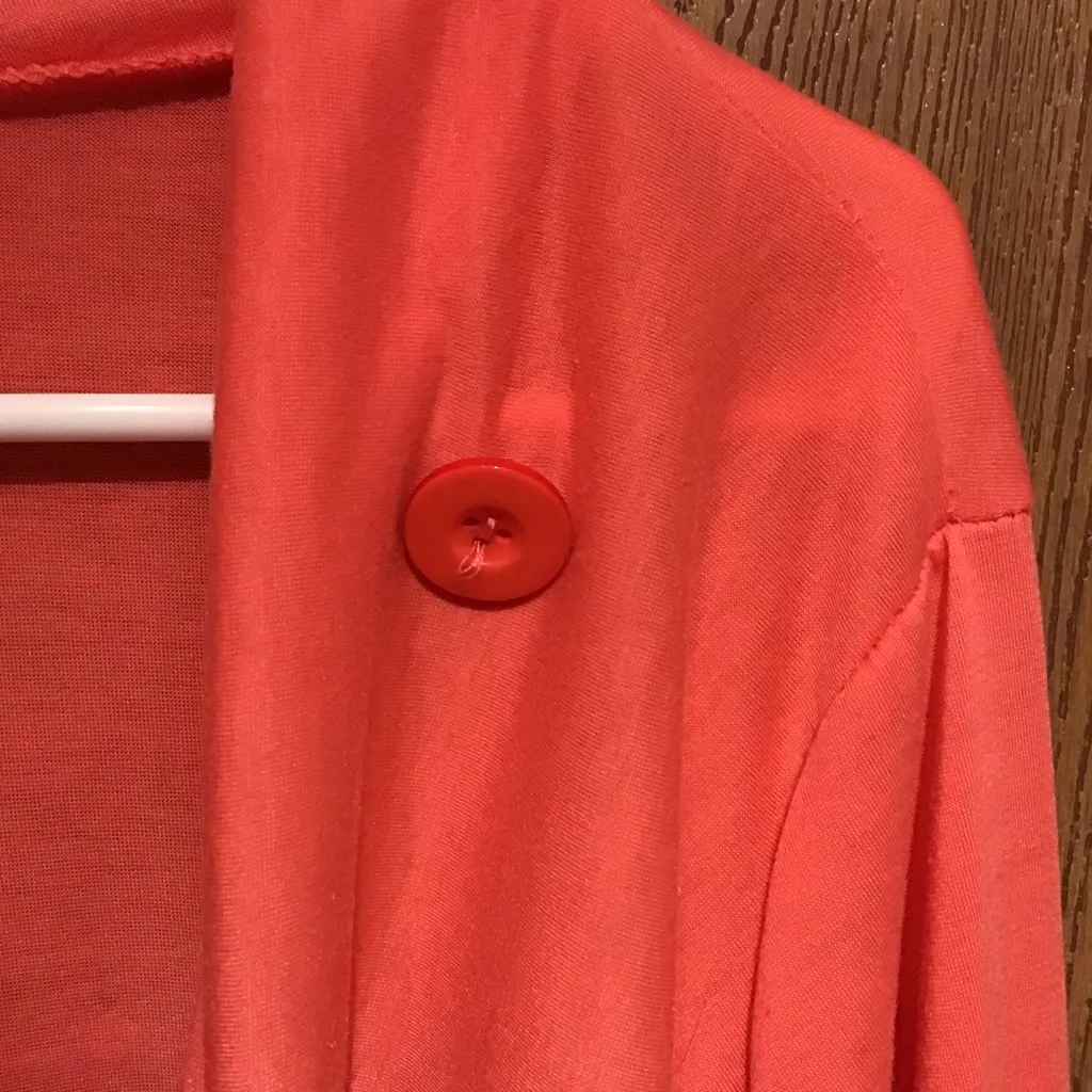 LUNA Fringe Trim Wrap Coat Orange Size L - Image 4