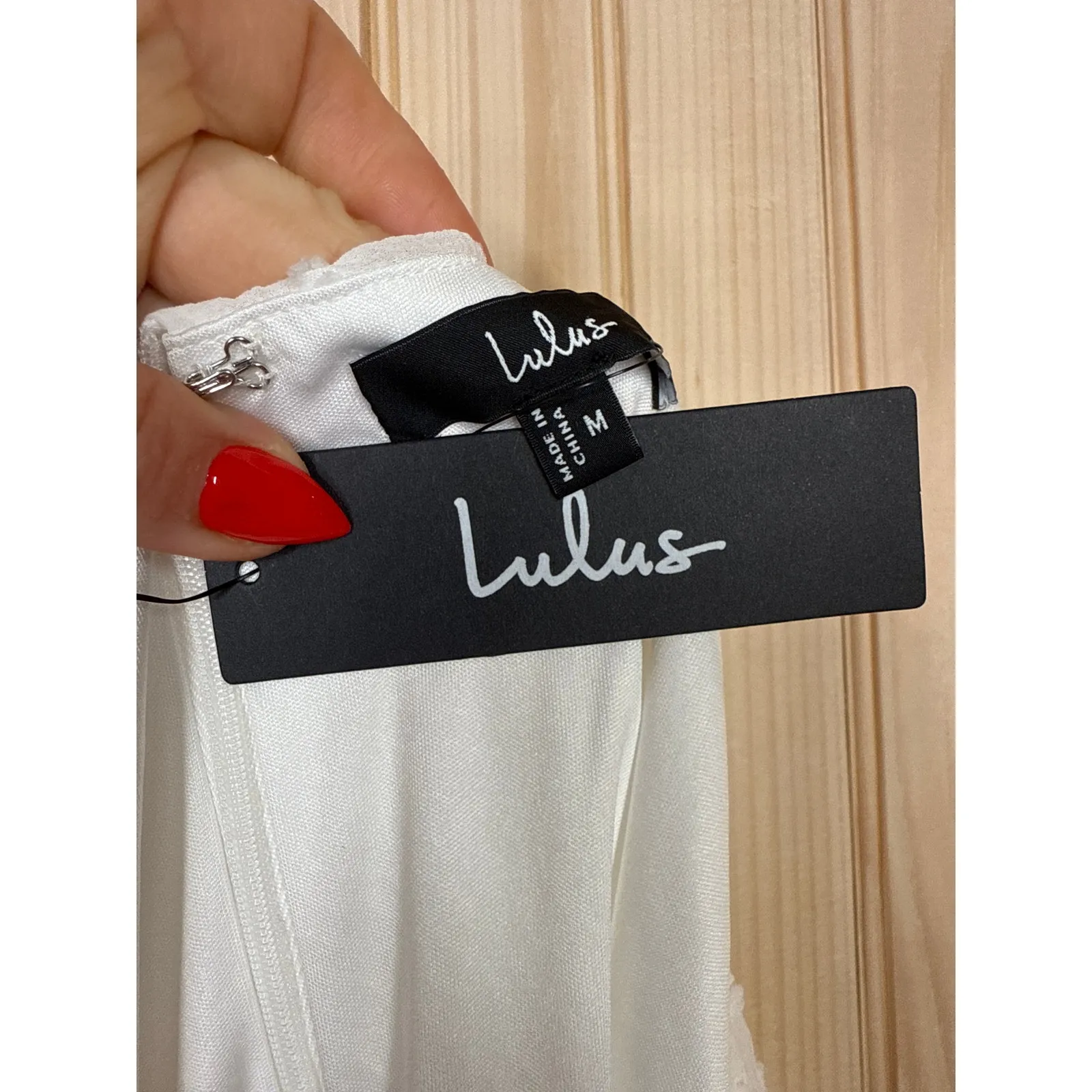 NWT Lulus Dreamy Designs White Ruffled Tiered Swiss Dot Mini Dress Summer Sz M - Image 6