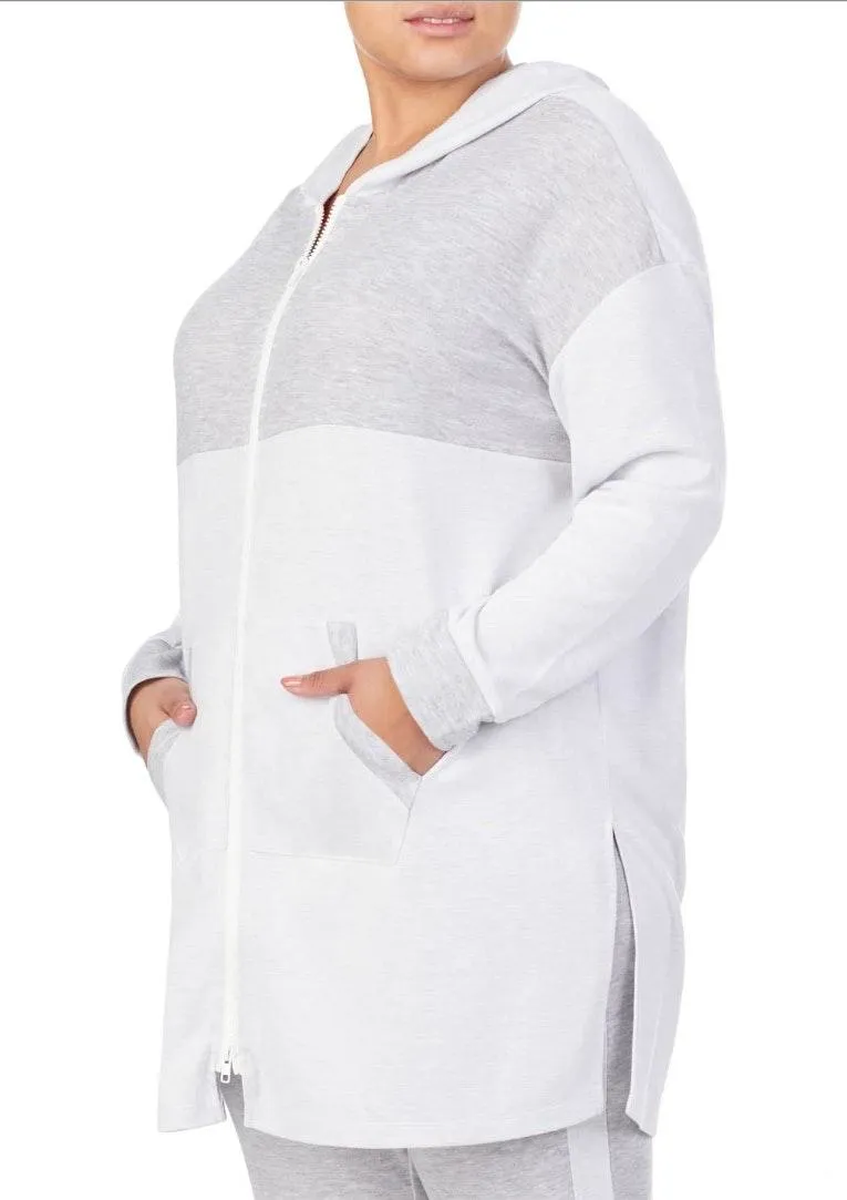 Refinery29 Double Knit Mid Thigh Zip Front Jacket White - Image 6