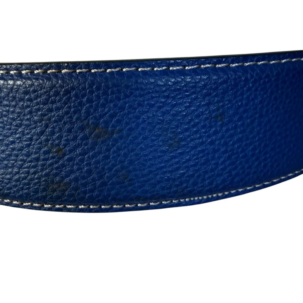 Ovation Riding blue leather adjustable belt with silver horse buckle 40" Length - Image 10