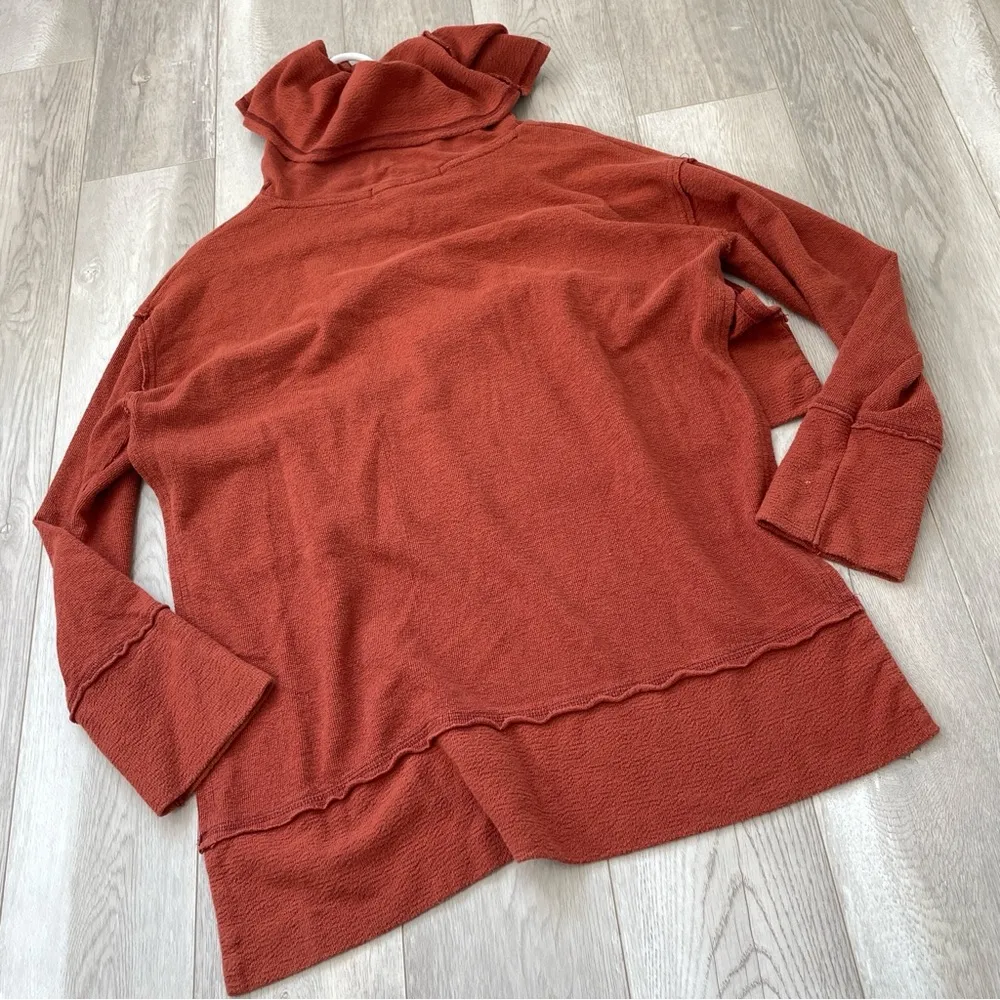 Free People Sweater Beach Cowl Neck Crop Orange (xs) pullover oversized boho - Image 4