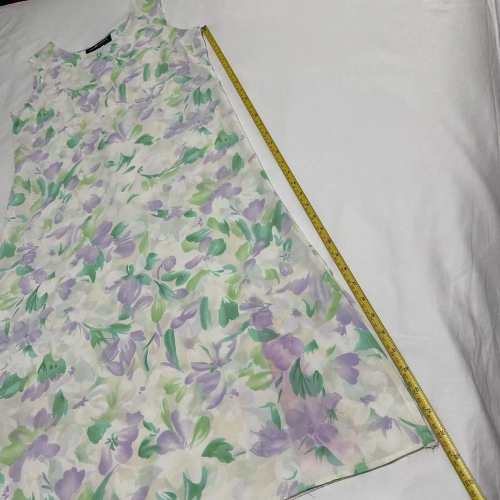 Sag Harbor Midi Dress Sz 6P 6 Petite Pastel Floral Sleeveless Tie Back - Image 6