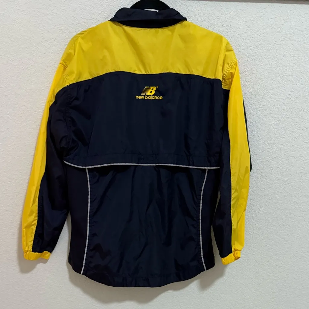 New Balance Vintage Windbreaker Track Jacket Size Small Blue Yellow Ripstop Zip - Image 6