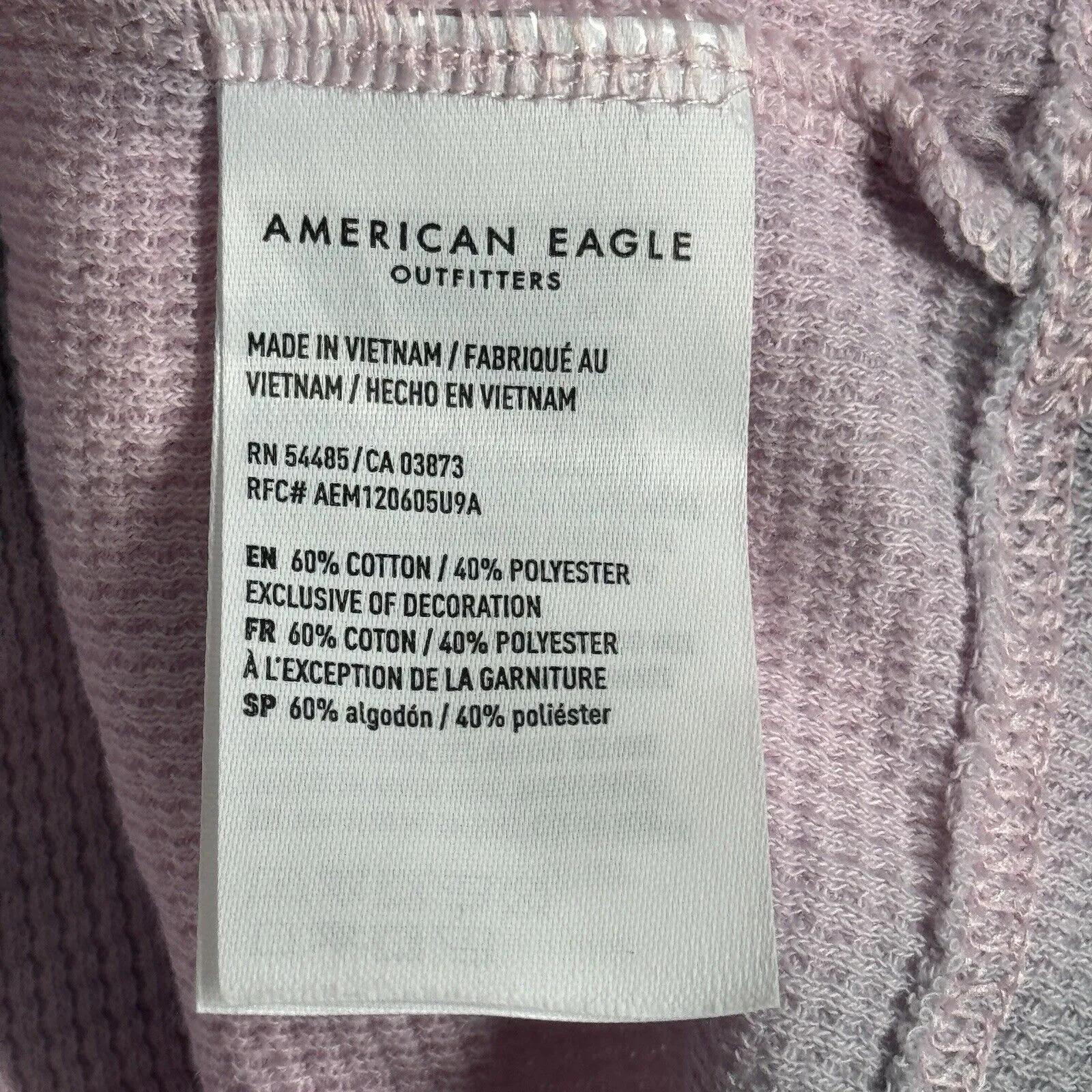 American Eagle Shirt Womens XL‎ Pink Gray Waffle Knit Crop Thermal Casual Lounge - Image 7