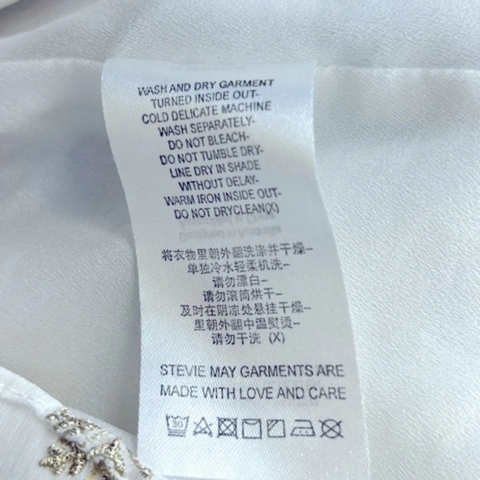 Stevie May Cosmic Currents Gold Embroidered Mini Dress Cold Shoulder Medium White - Image 12