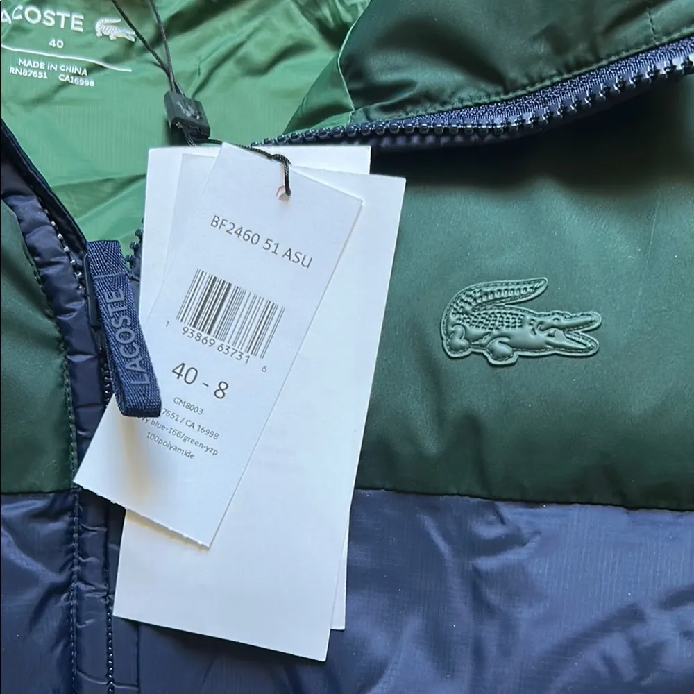 Lacoste Green and Blue Puffer Jacket - Image 3