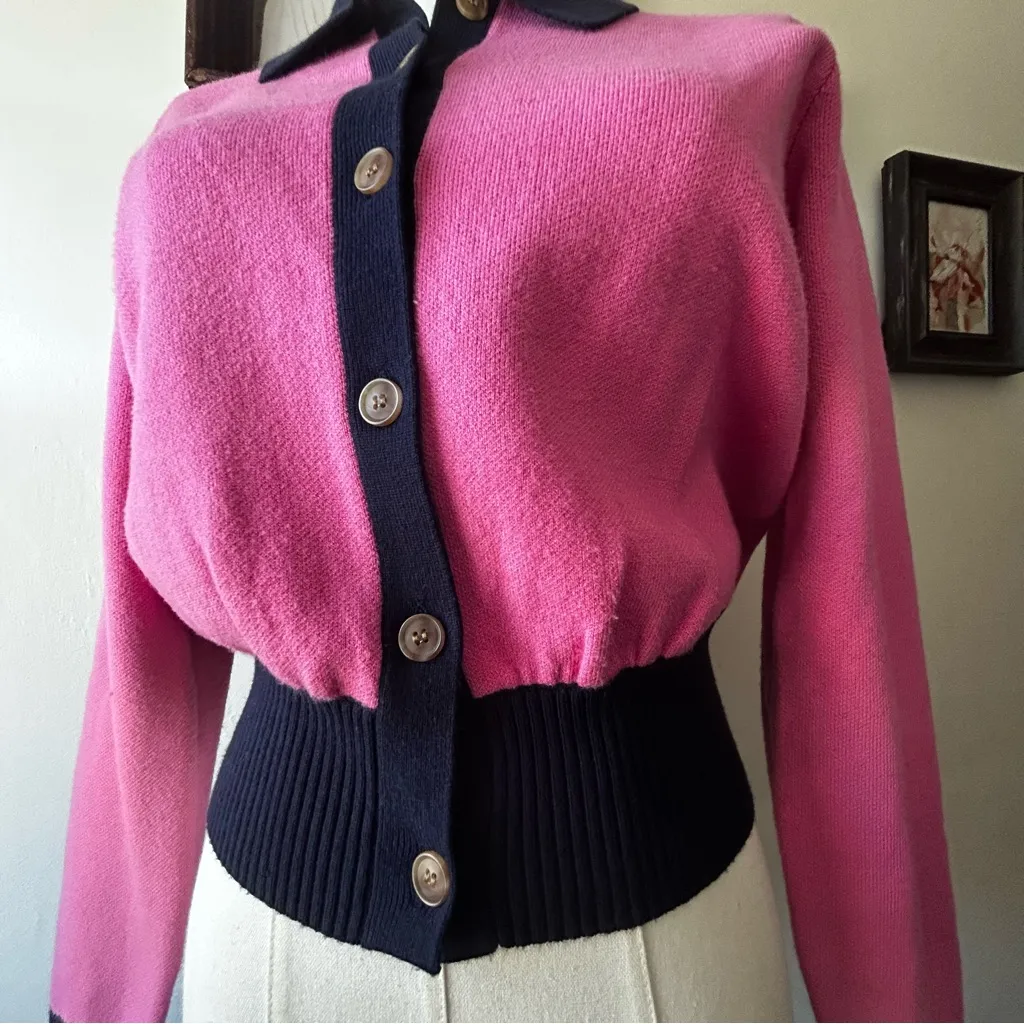 Anthropologie Maeve Cardigan Pink and Navy XS - Image 11