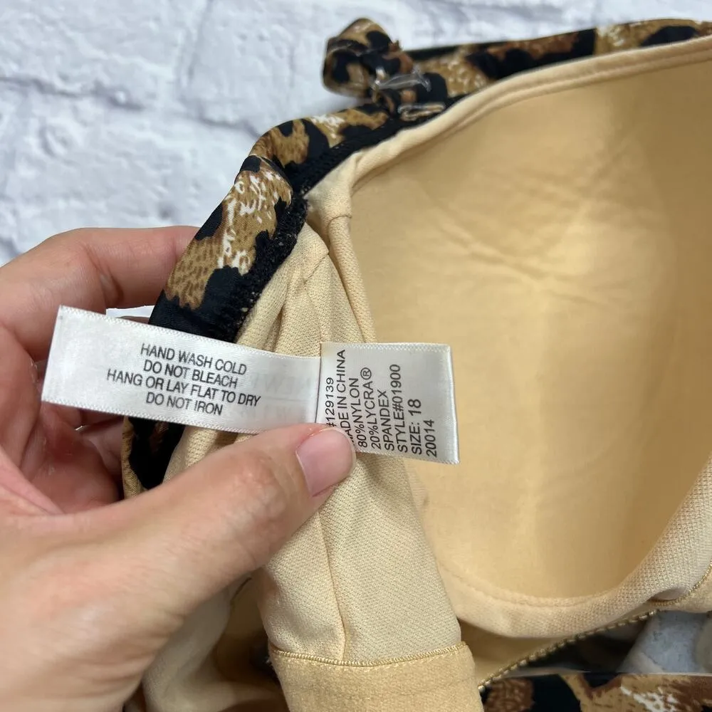 Newport News One Piece Swimsuit Size 14 Bandeau Leopard Sequin Halter - Image 8