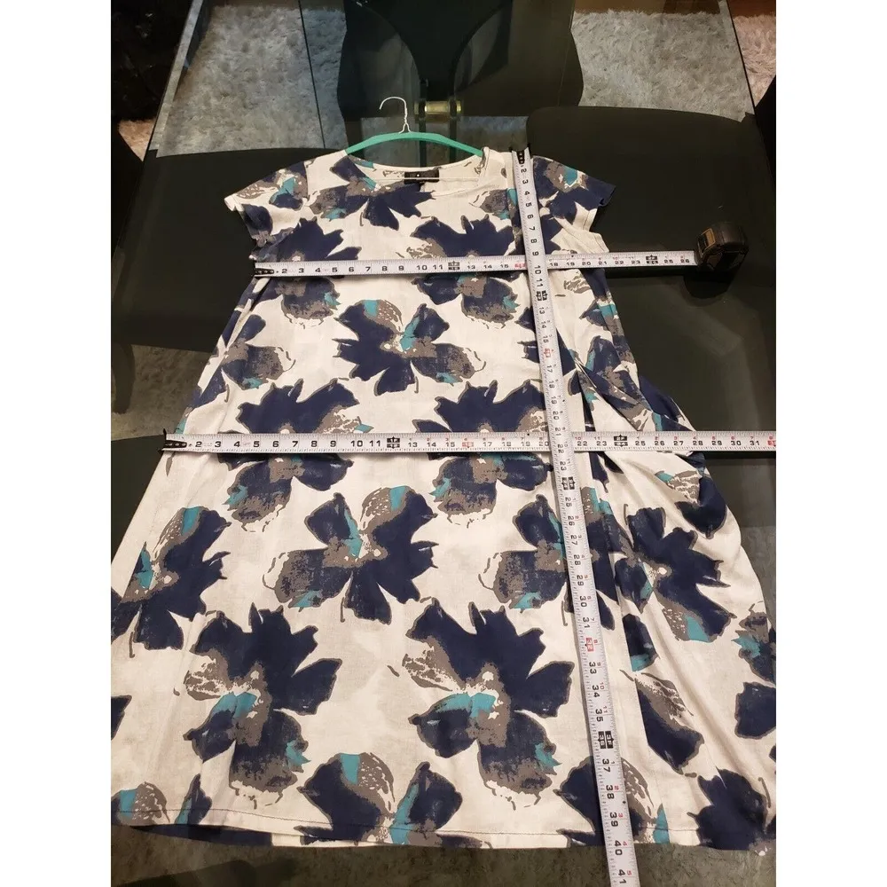 P. Luca Milano Womens White Floral Round Neck Short Sleeve Knee Length Dress O/S Size undefined - Image 8