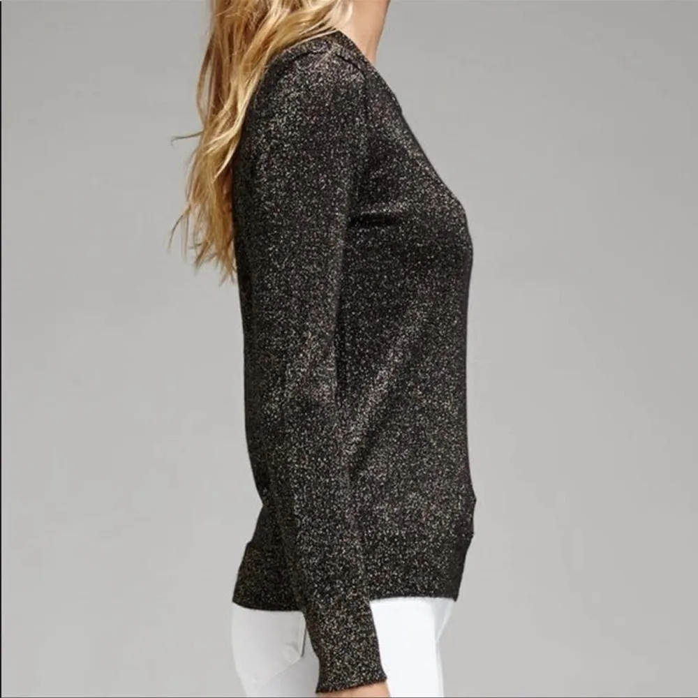 Equipment Femme Ondine Zip Shoulder Metallic Crewneck Cashmere Sweater Size XS - Image 5