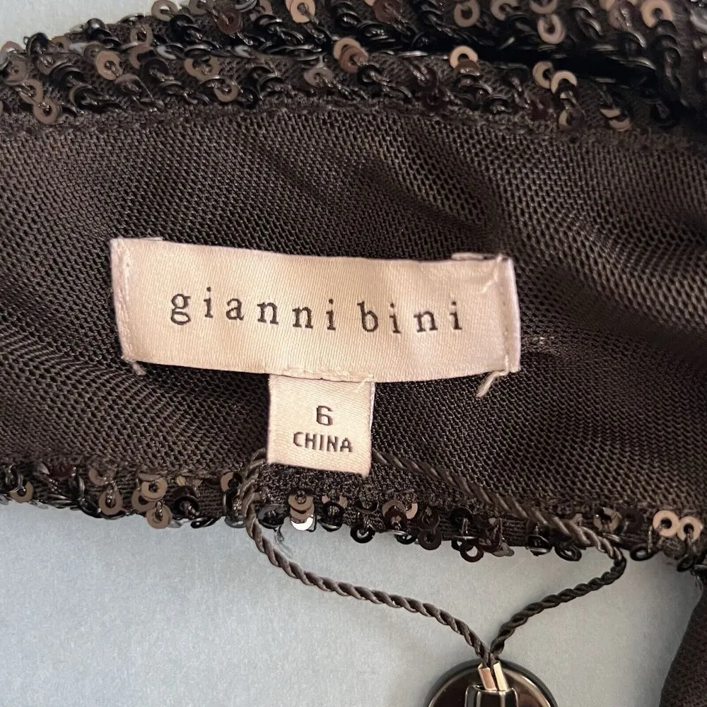 NWT Gianni Bini Jada Halter Neck Sleeveless Black Sequin Swing Mini Dress - Image 8