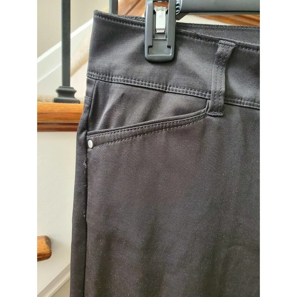 Sharagano Women's Solid Black Cotton Button Mid Rise Straight Fit Pant Size 12 - Image 4