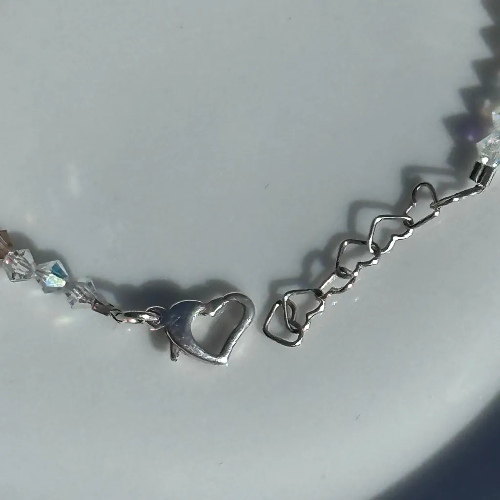 Sparkling Swarovski Heart Charm Bracelet Crystal Beads Silver Tone Clasp Women's - Image 10
