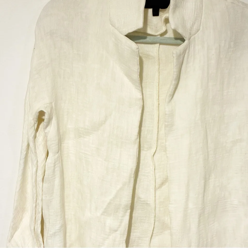 Hotel Particulier Cream Collared Open Front Light Jacket Top Small - Image 2