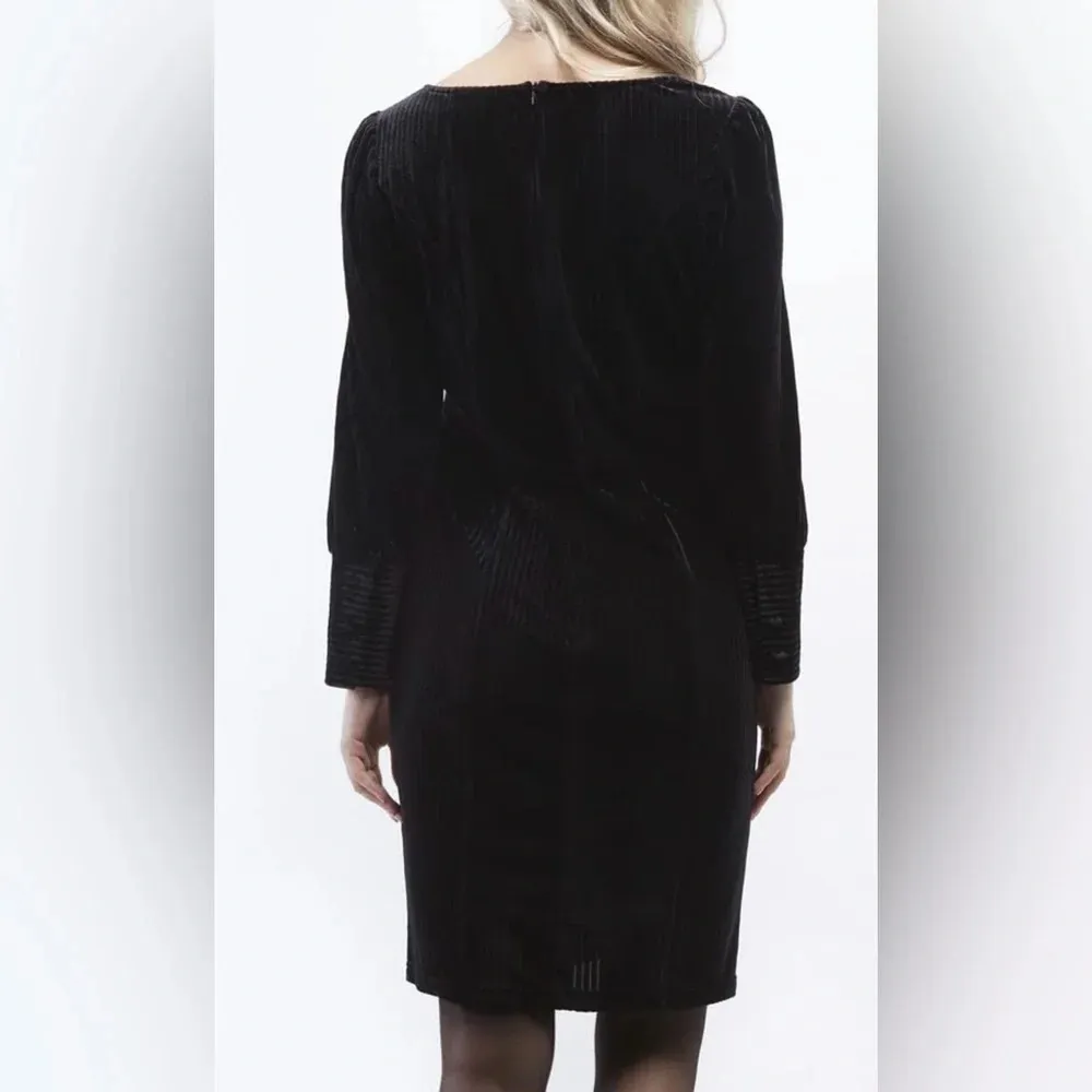 NWT OAT NY black velvet ribbed dress sz M cocktail party 🎊 Size M - Image 2