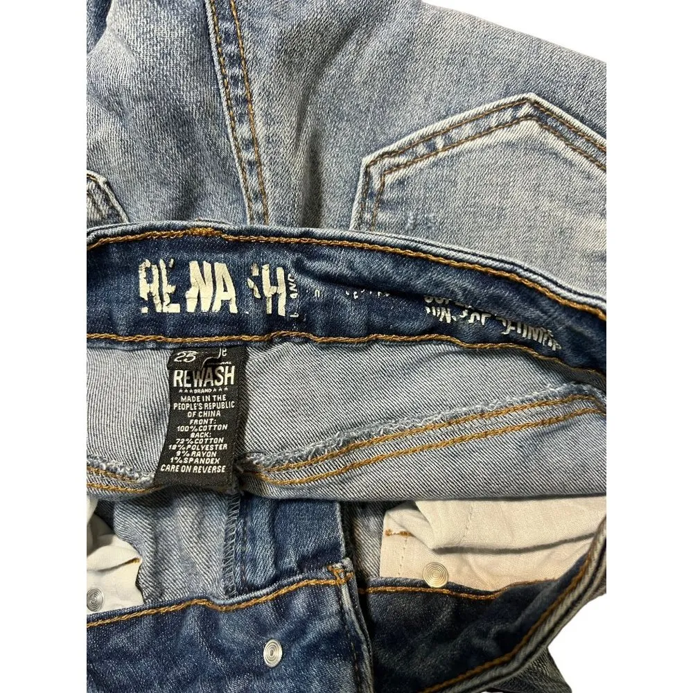 Rewash Jeans Super High Rise Vintage Reunion Distressed Destroyed Holes Size 1 - Image 5