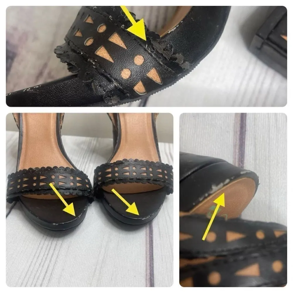 Plume by Farylrobin Black Slingback Chunky 4'' Pumps Block Heels Womens Size 7.5 - Image 8