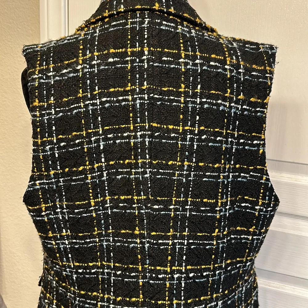 Women's Bagatelle Plaid Label Neck Sleeveless Tweed Overcoat Vest SZ Large EUC - Image 8