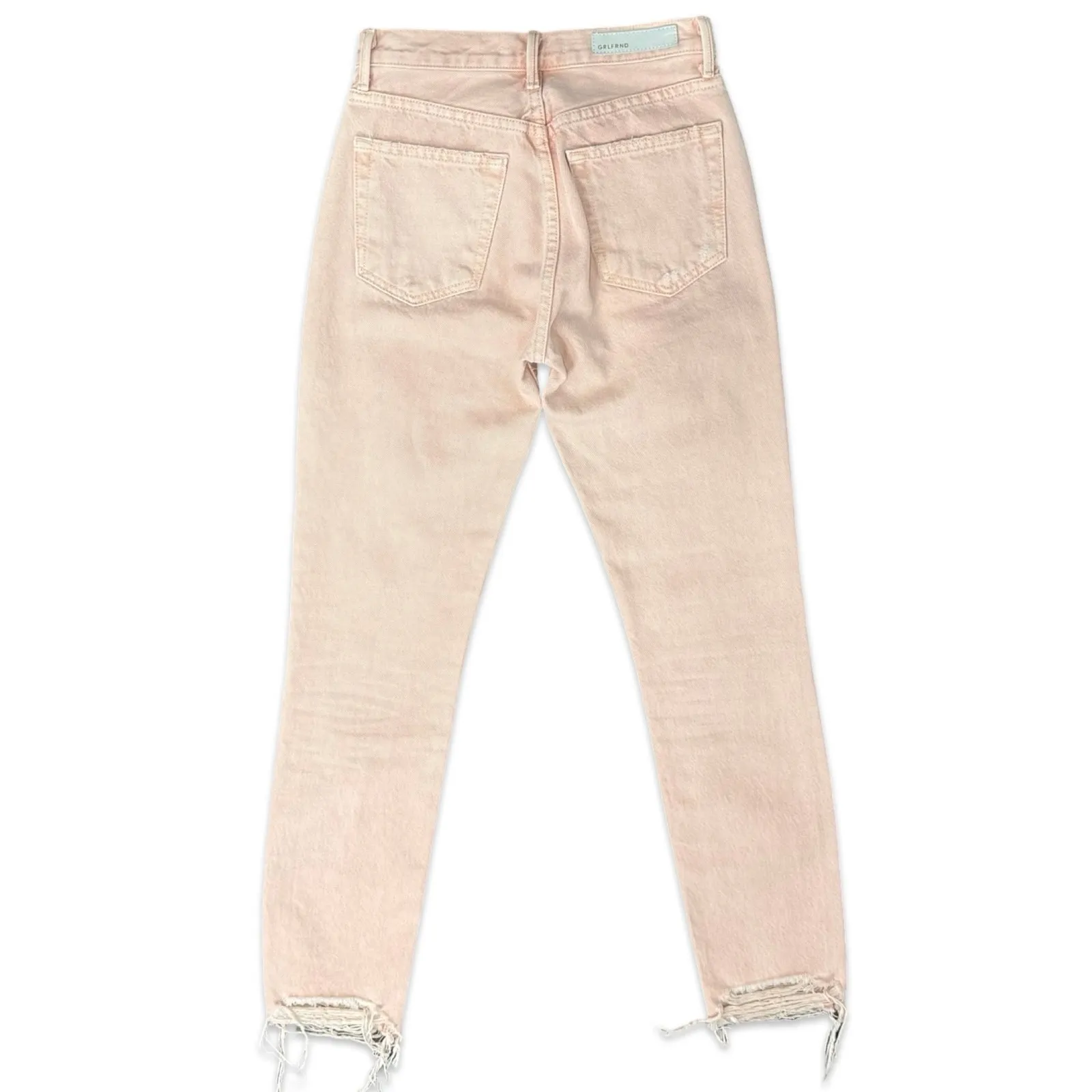 GRLFRND Karolina High-Rise Skinny Jeans Lucid Dreams Baby Pink size 23 Raw Hem - Image 9