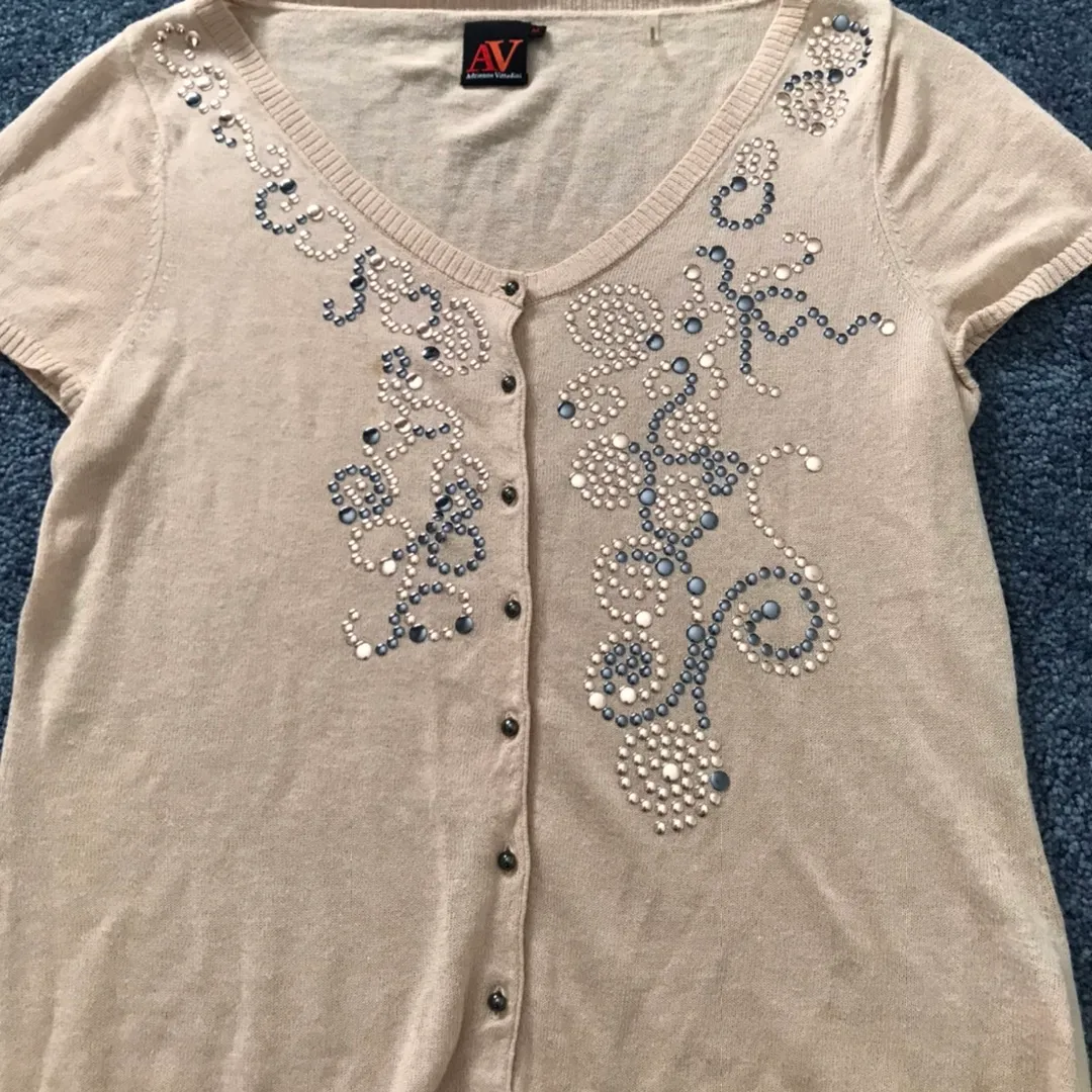 Adrienne Vittadini Beaded Short sleeve Cardigan - Image 2