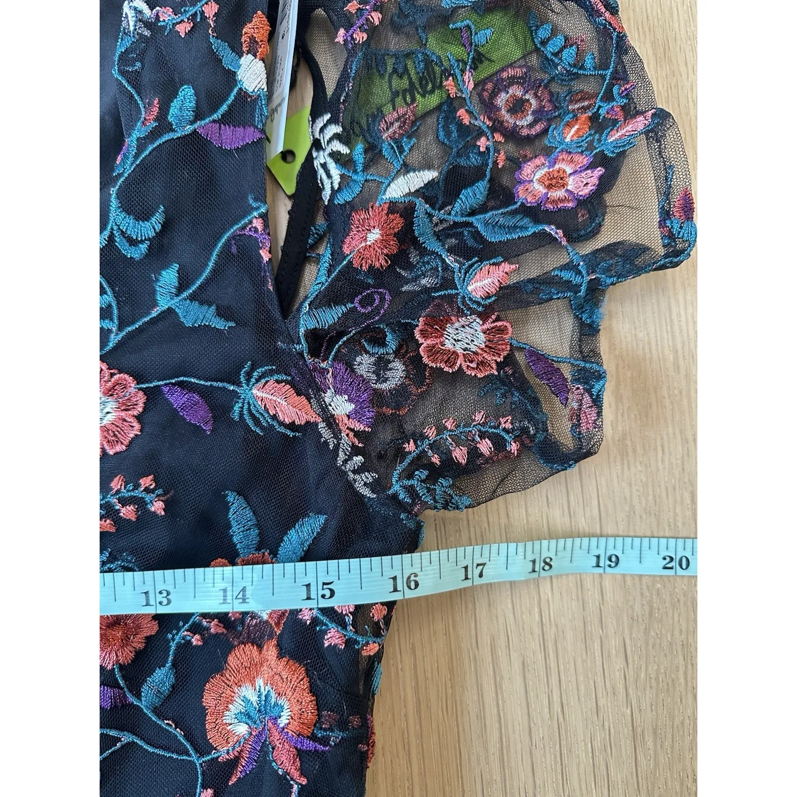 SAM EDELMAN Black A-line Floral Embroidered Mesh Midi Dress SIZE 4 NWT 2029 - Image 9