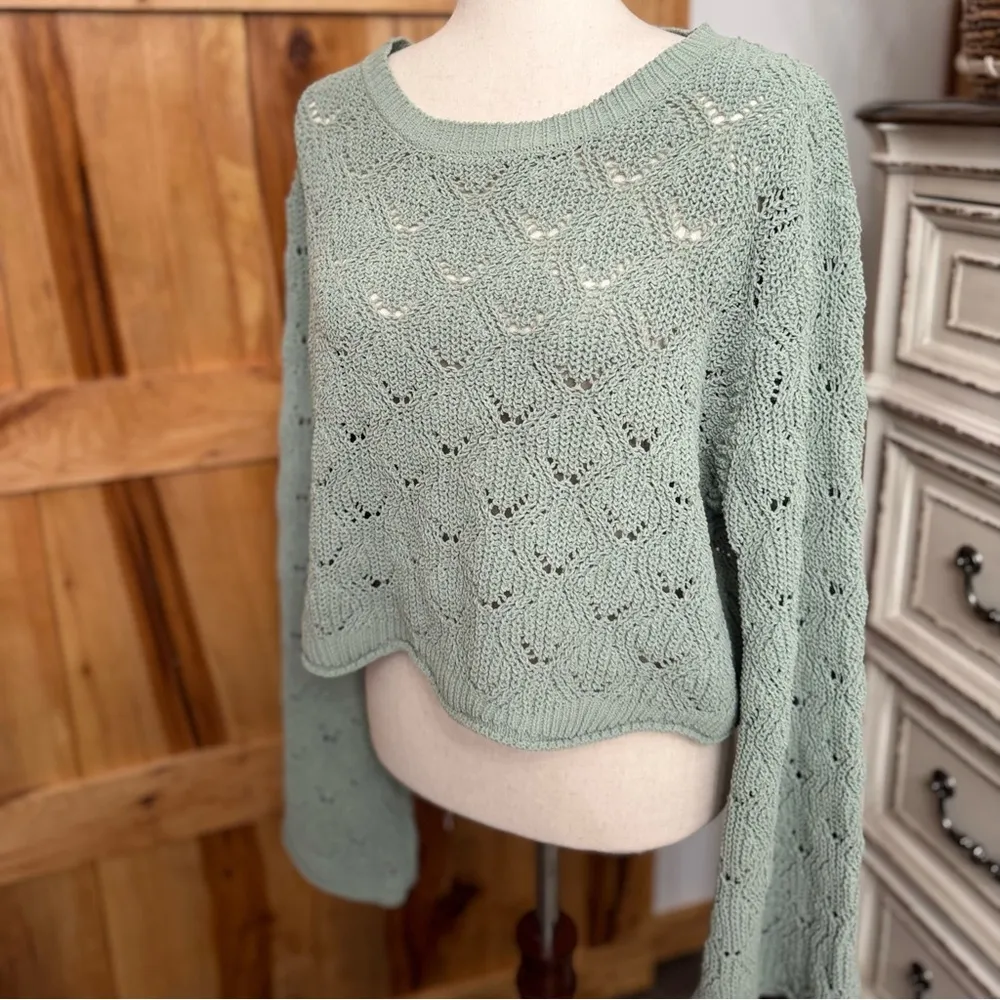 Blue Rain Knit Sweater in Soft Green size XL - Image 3