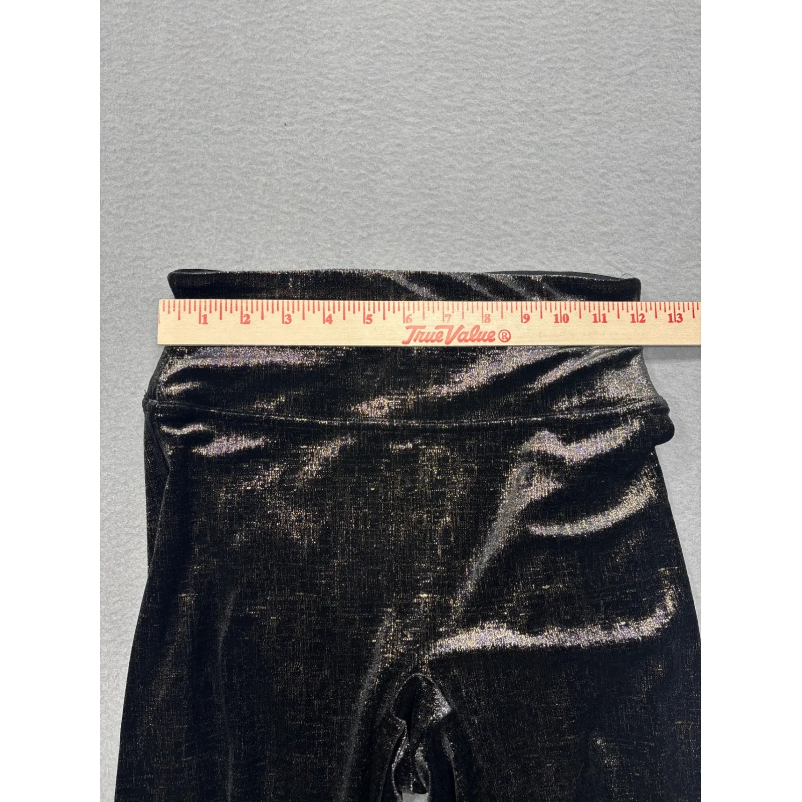 SPANX Shape Small Velvet Black Gold Metallic Textured High Waist Leggings Shine - Image 12