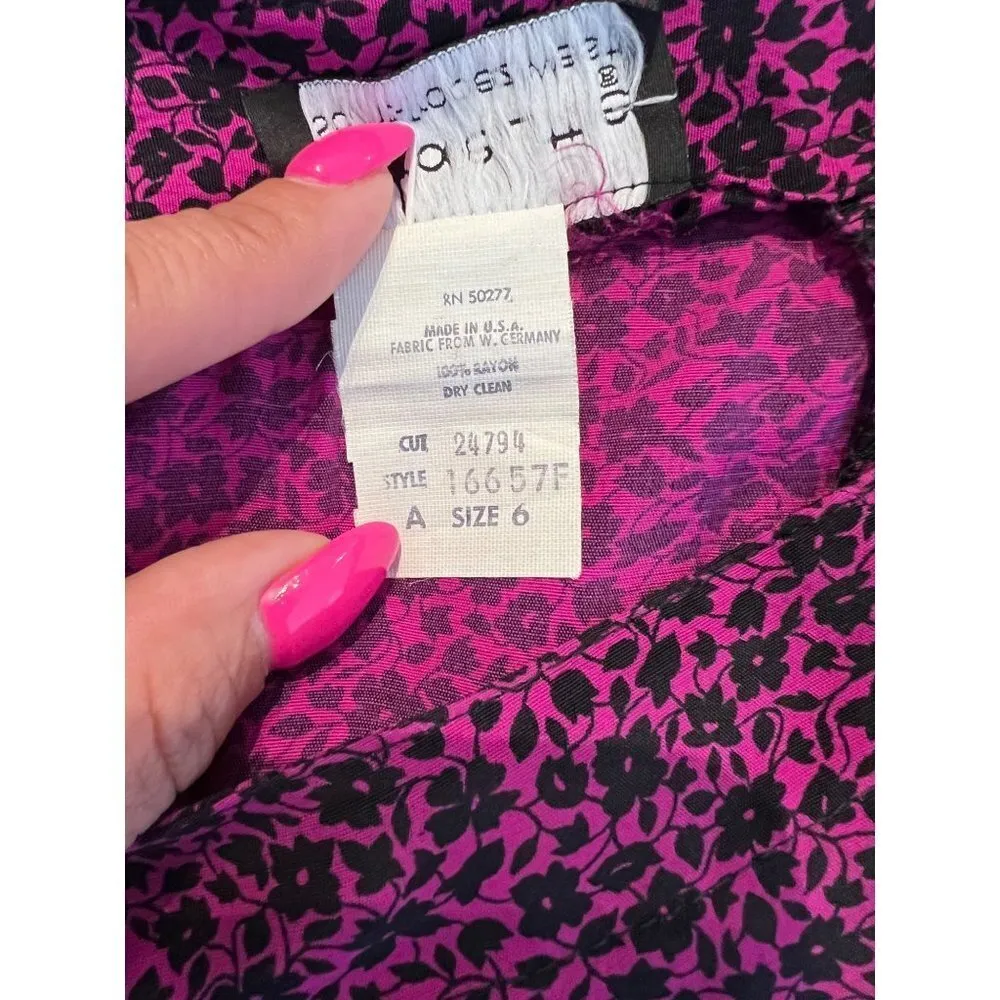 Vintage Carole Little Skirt Womens Size 6 Purple Floral Maxi Made in the USA - Image 7