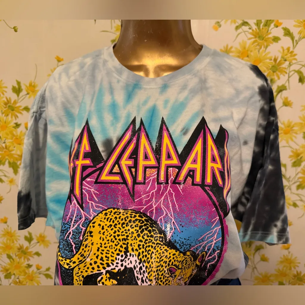 NWOT Def Leppard High N Dry Tie Dye metal rock Official T-Shirt dress size XL - Image 3
