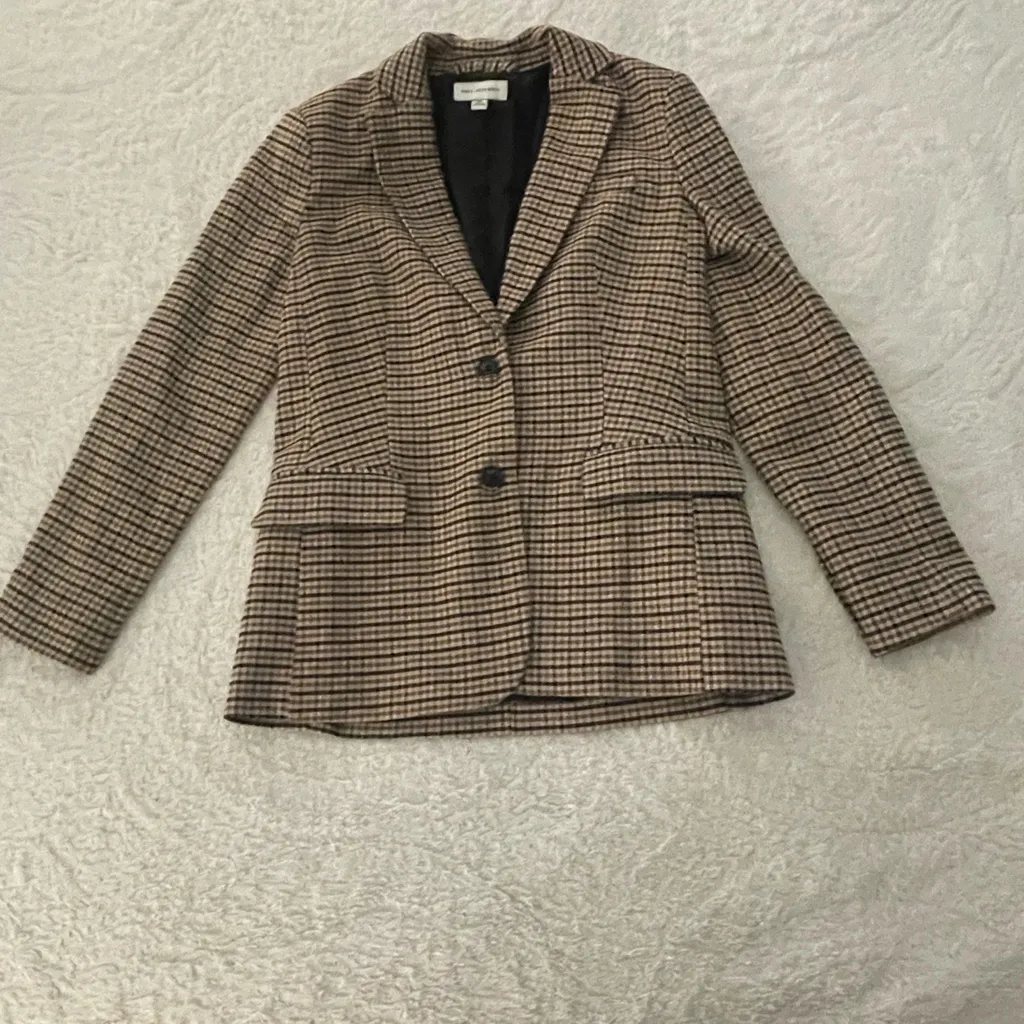 Free Assembly Relaxed Fit Plaid Blazer Tan Size XS - Image 4