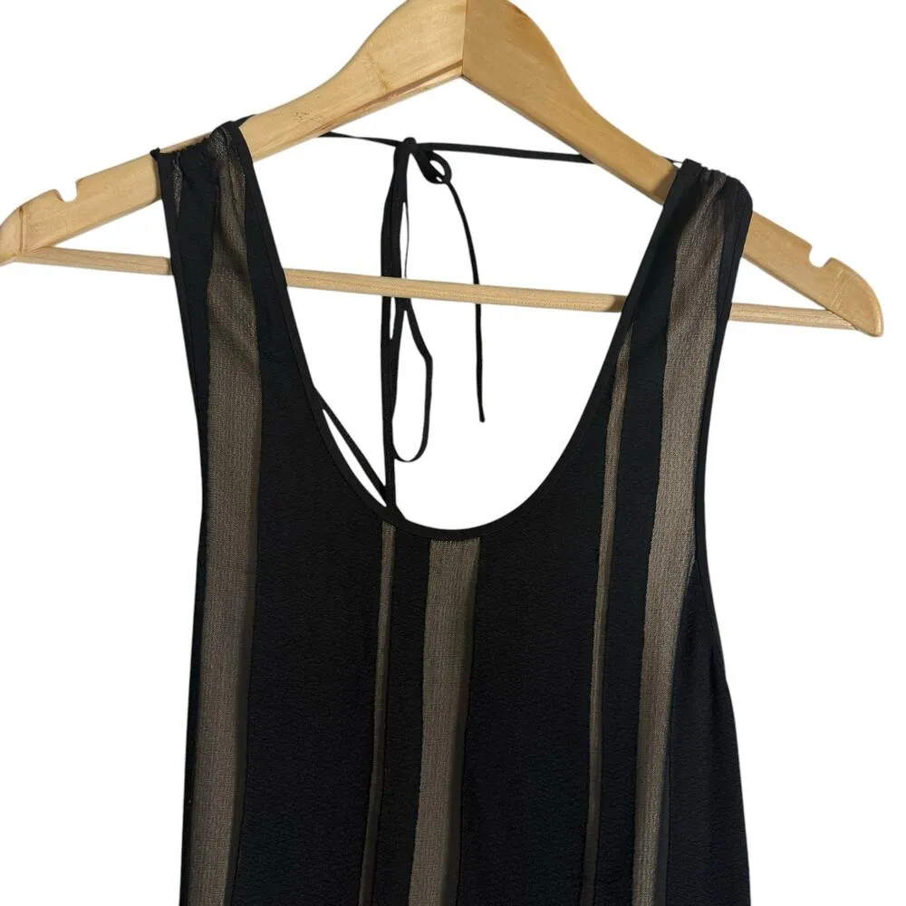 Elizabeth and James Talla Black Striped Print Tie Back Sleeveless Midi Dress 0 - Image 4