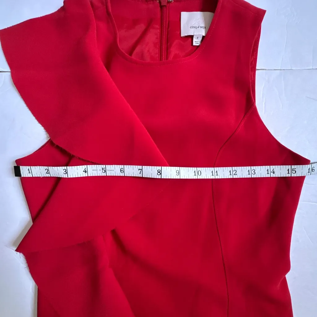 Cinq à Sept Kimberlin Ruffle Cascade Red Dress Size 4 - Image 12
