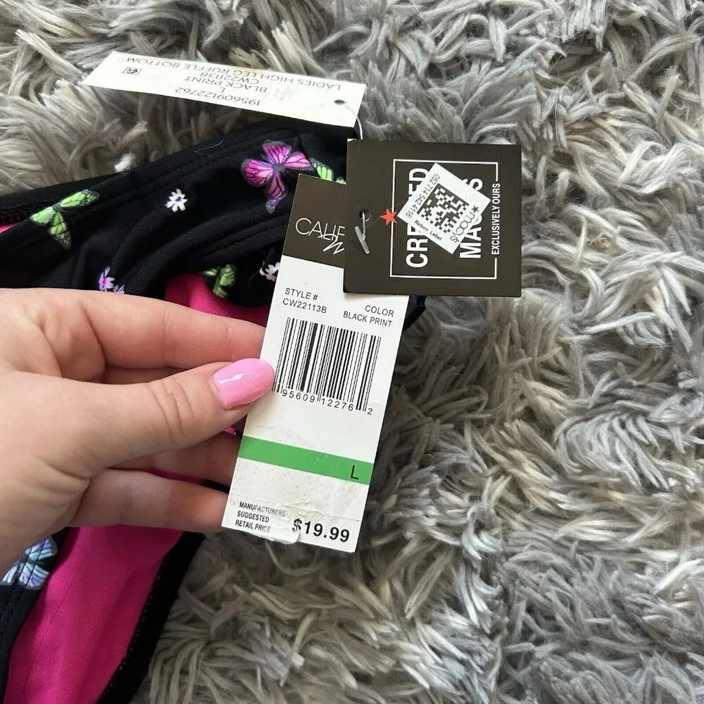 NWT California Waves Juniors Ruffle Hipster Bikini Bottom Large L Butterflies - Image 5