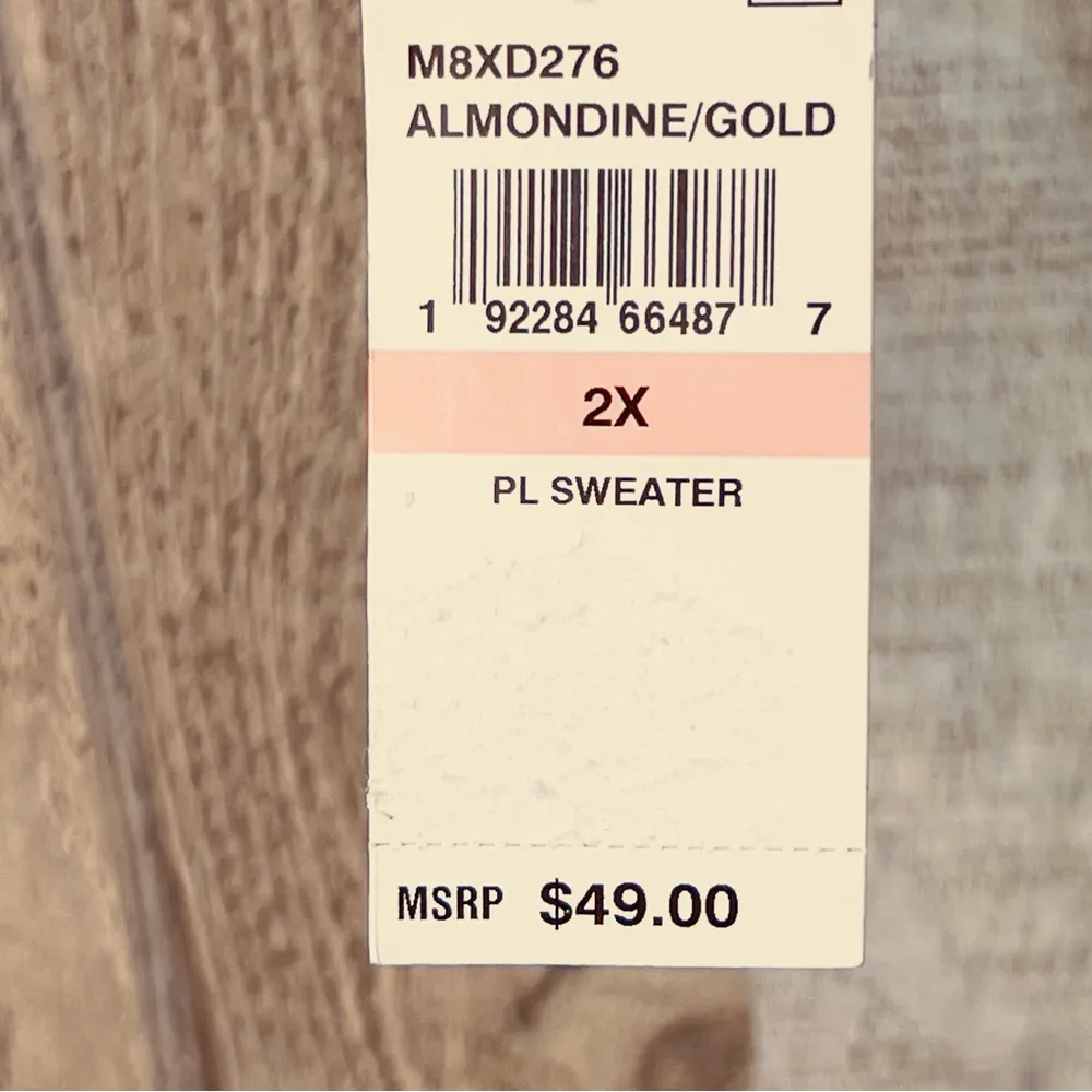 Planet Gold Plus  2x Metallic Gold/Tan Deep V-Neck Long Sleeve Sweater Dress - Image 14