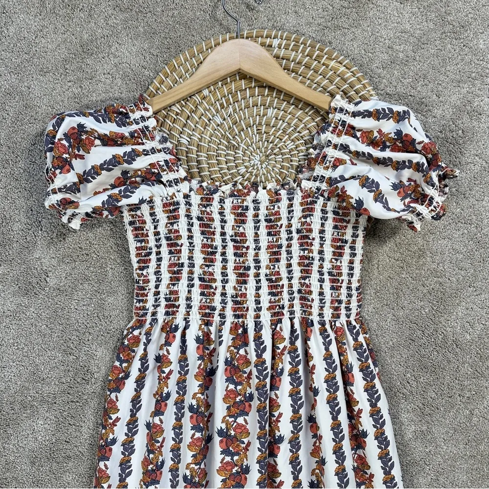 o.p.t Women’s Daphne Square Neck Smocked Maxi Dress Tiered Multicolor Floral M White Size M - Image 10