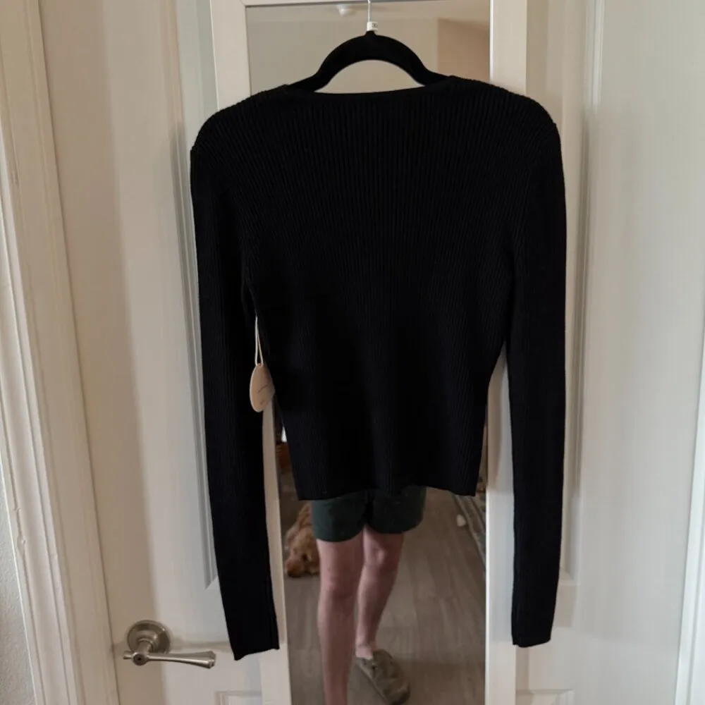 NEW Camila Coelho Long Sleeve Blouse Color Black Size Small - Image 4