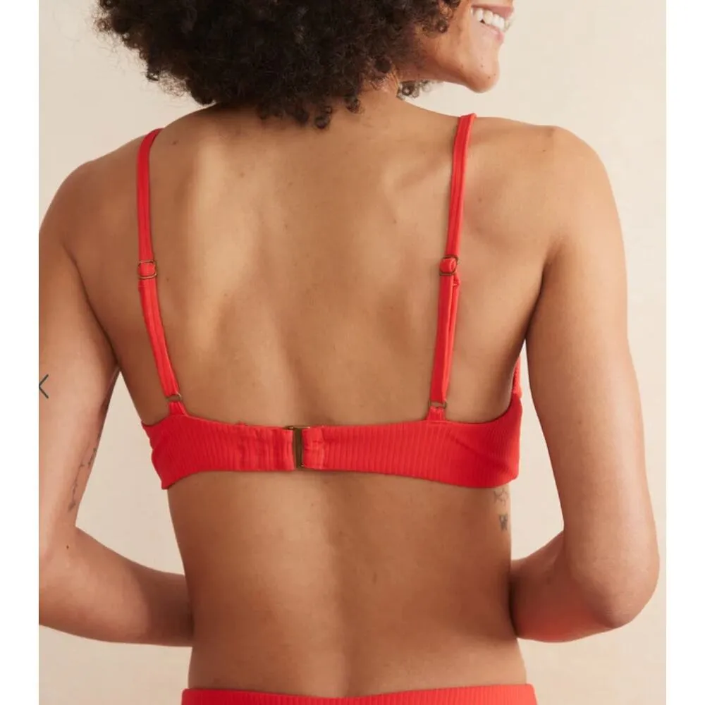 $72 New Marine Layer Andie Santorini Bikini Top - Hibiscus Rib - M - Image 3