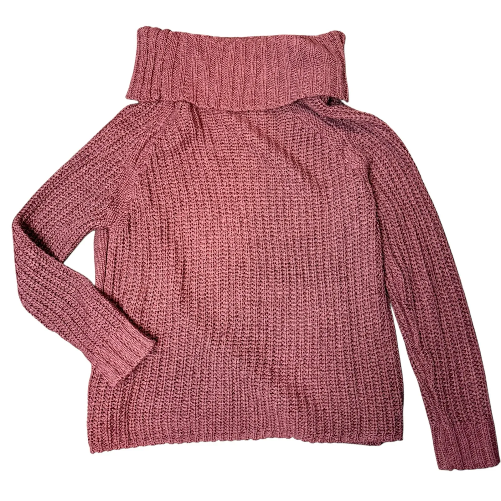 Charlotte Russe Dark Pink Cableknit Cowl Neck Cozy Sweater Women's M - Image 4