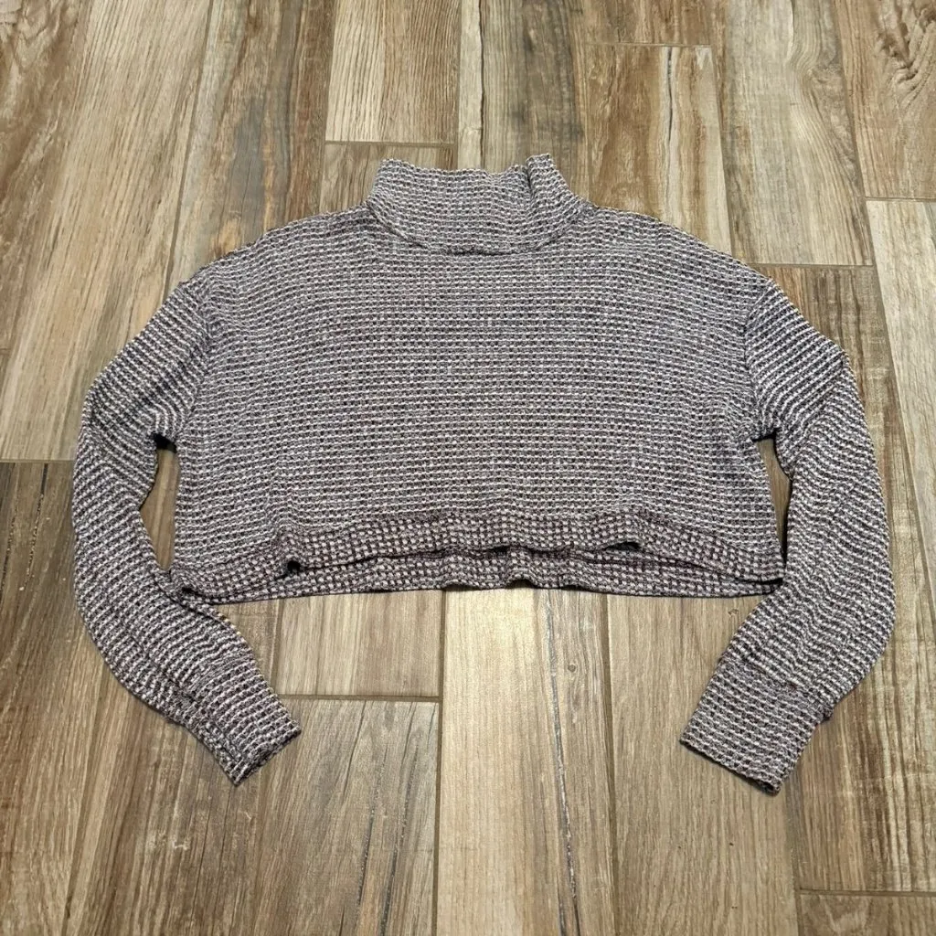 Free People BK Wine Red and White Turtleneck Long Sleeve Top - Image 2