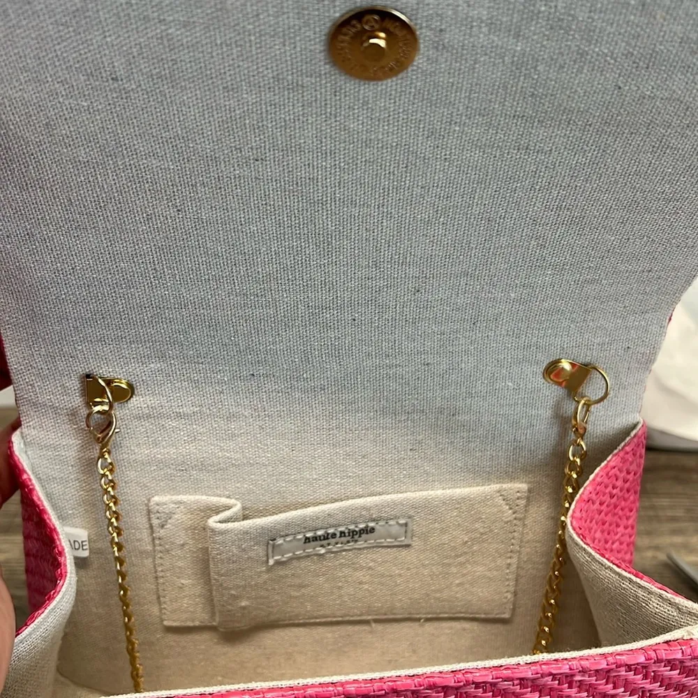 Haute Hippie | Pink Mini Bag w/ Bamboo Handle & Crossbody Chain - Image 8