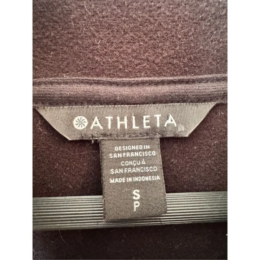 Athleta Cozy Sherpa Snap Sweatshirt in Black Size Small - Image 3